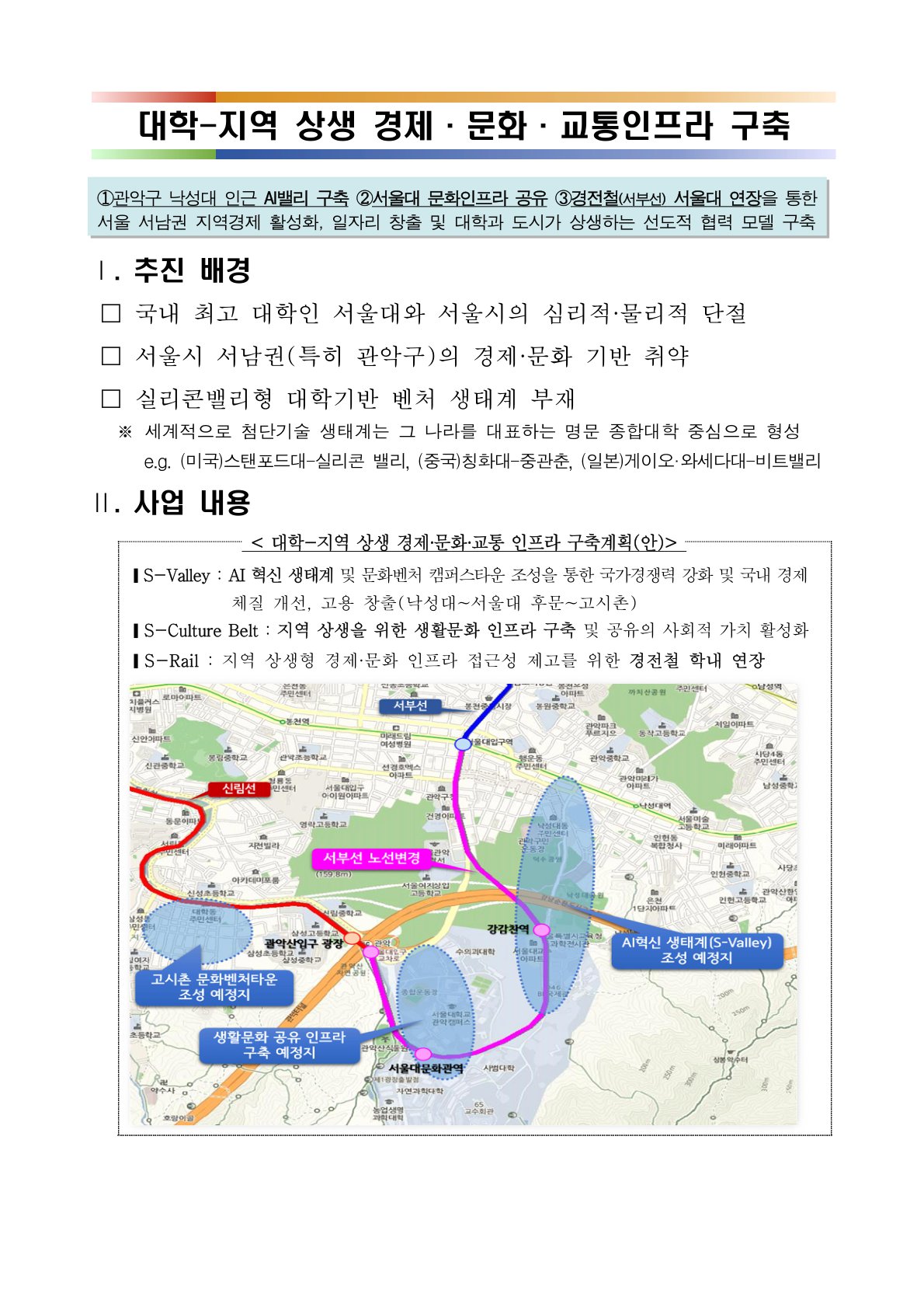 Original one-page document of the University-Region Win-Win Project
